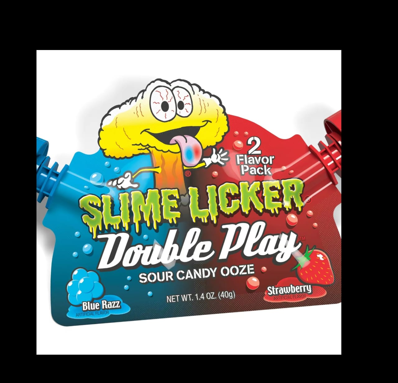 Slime licker double play 1 pack- blue Razz and strawberry gel candy