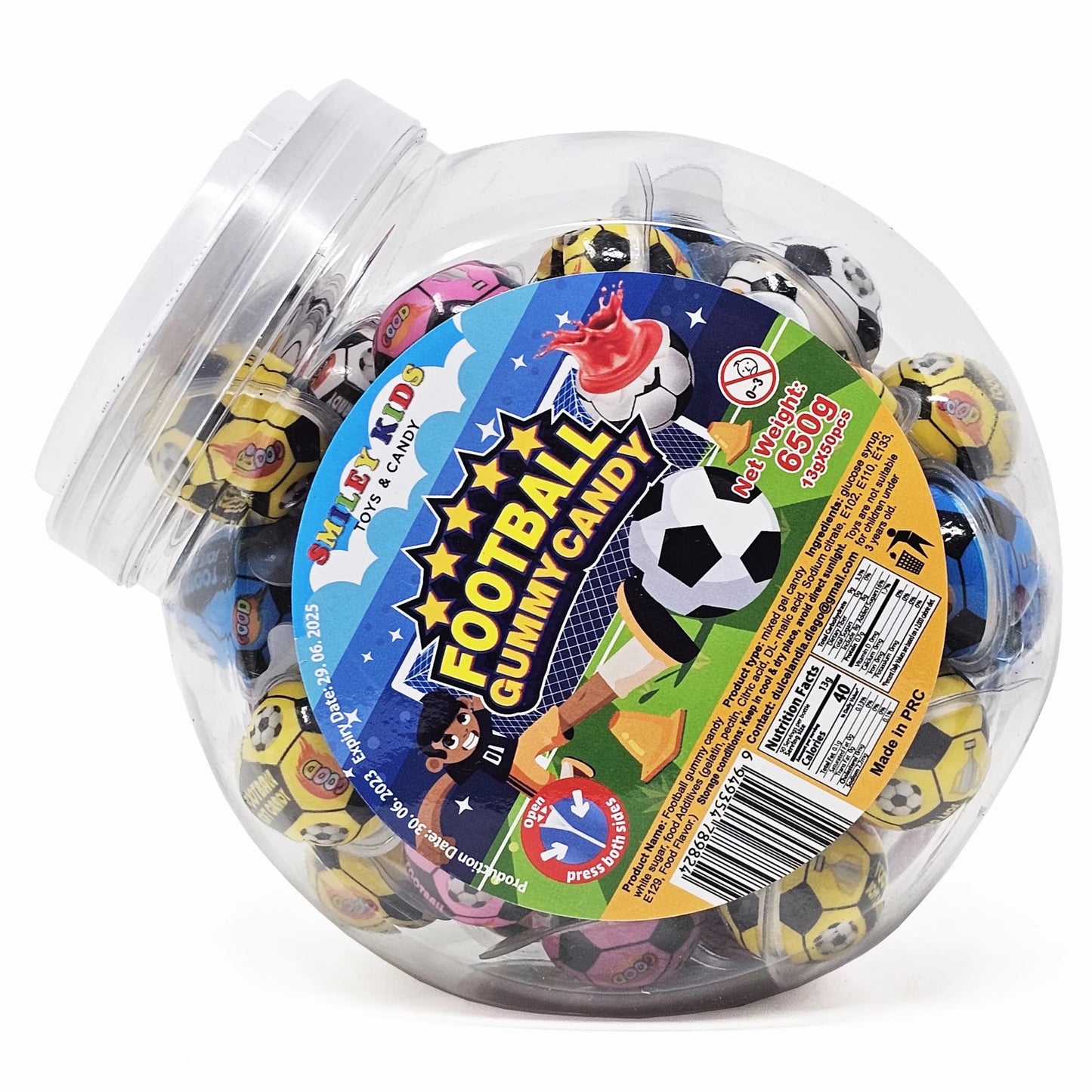 Smiley face gummy jar with 50pieces ( you have 6 different design to select from)