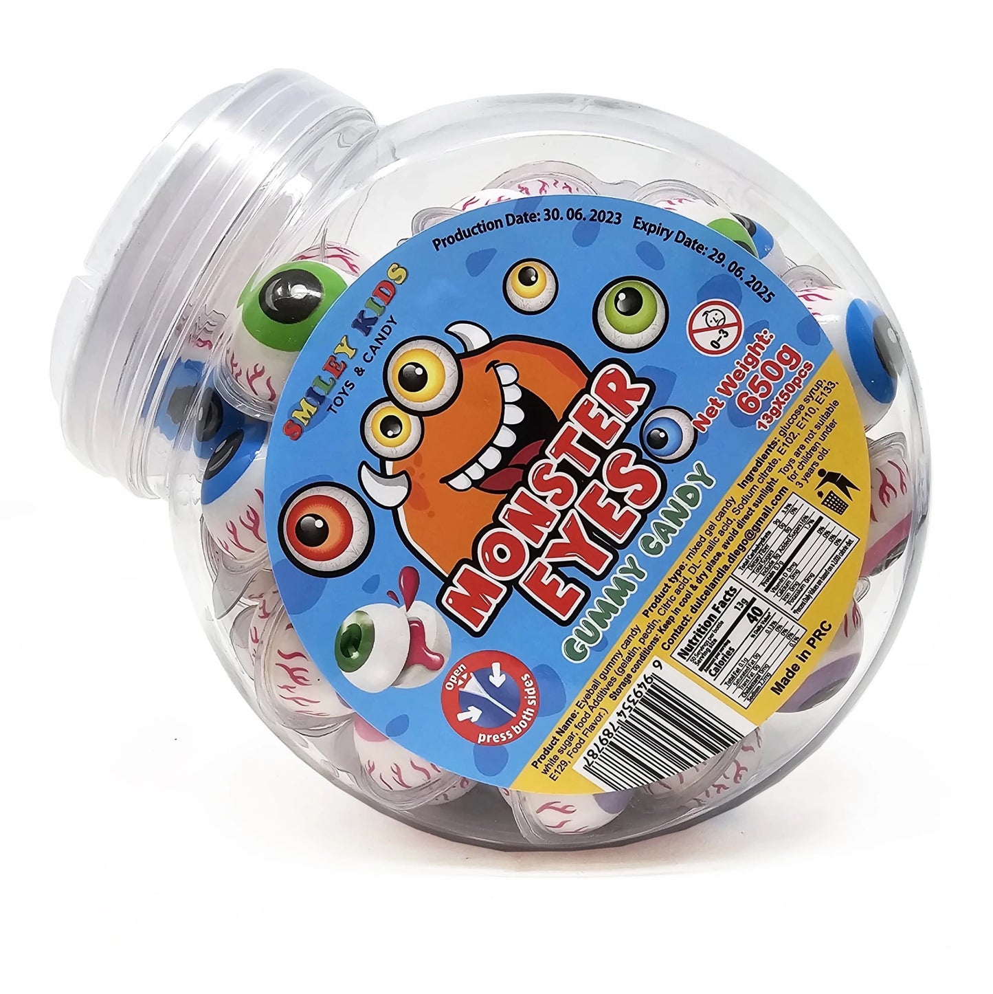 Smiley face gummy jar with 50pieces ( you have 6 different design to select from)