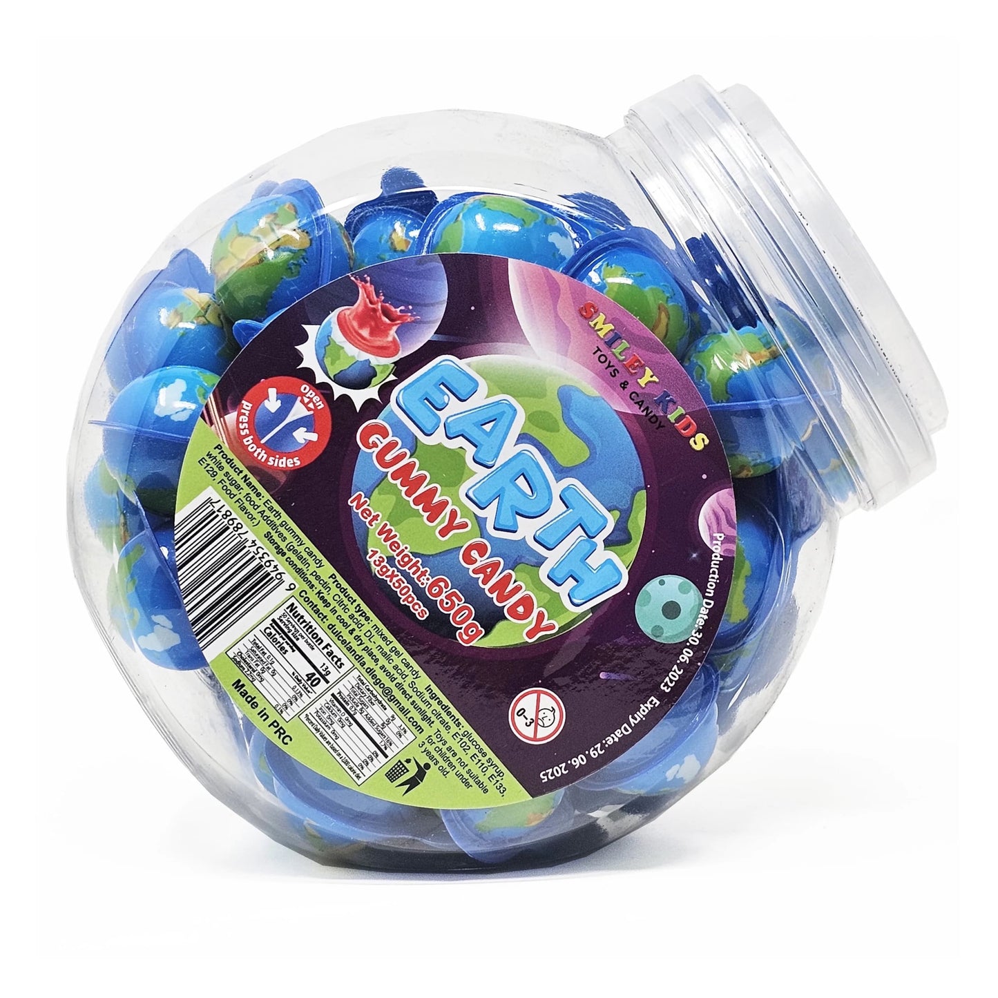 Smiley face gummy jar with 50pieces ( you have 6 different design to select from)