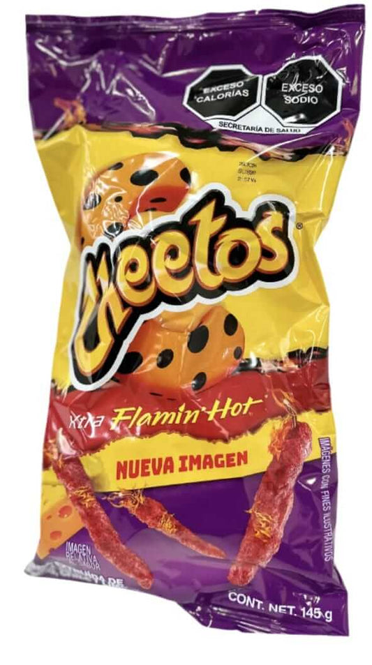 Cheetos Flamin' Hot snack bag featuring vibrant packaging design and bold flavor.
