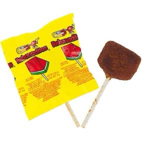 Vero Rebanaditas watermelon chili lollipop - sweet and spicy Mexican candy treat in vibrant packaging.