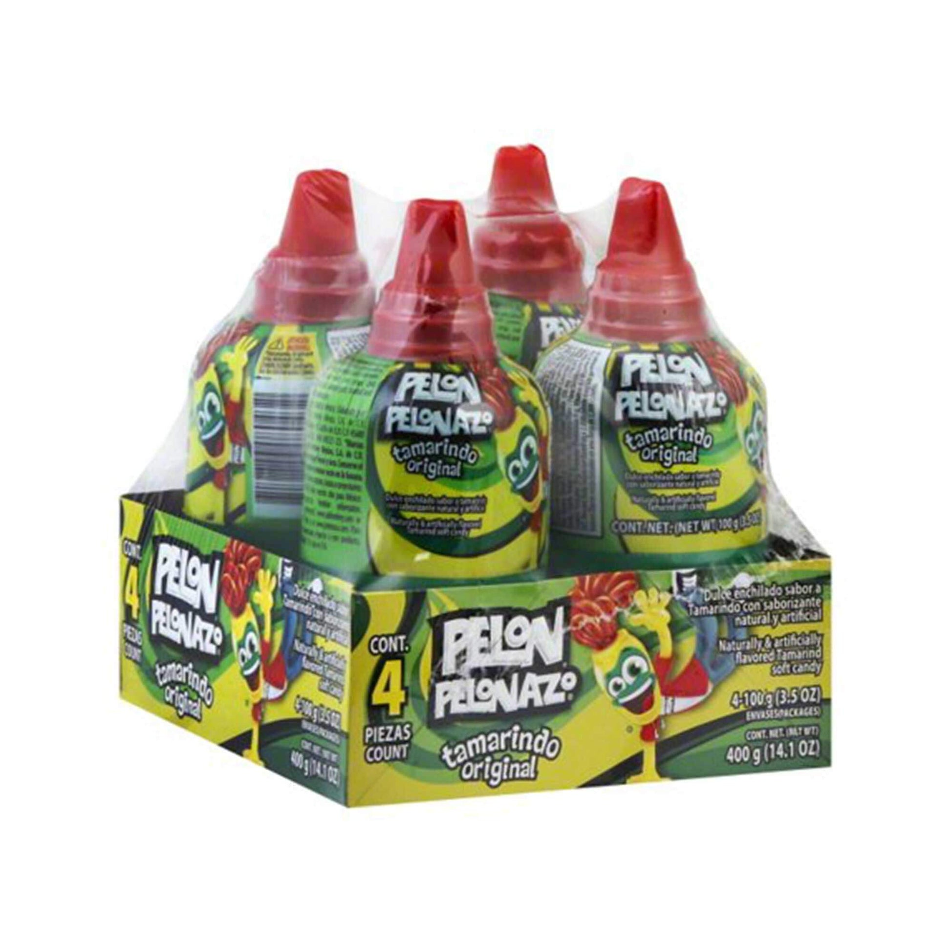 Pelon Pelonazo jumbo 4 pack featuring tamarind candy, a sweet and tangy treat for candy lovers.