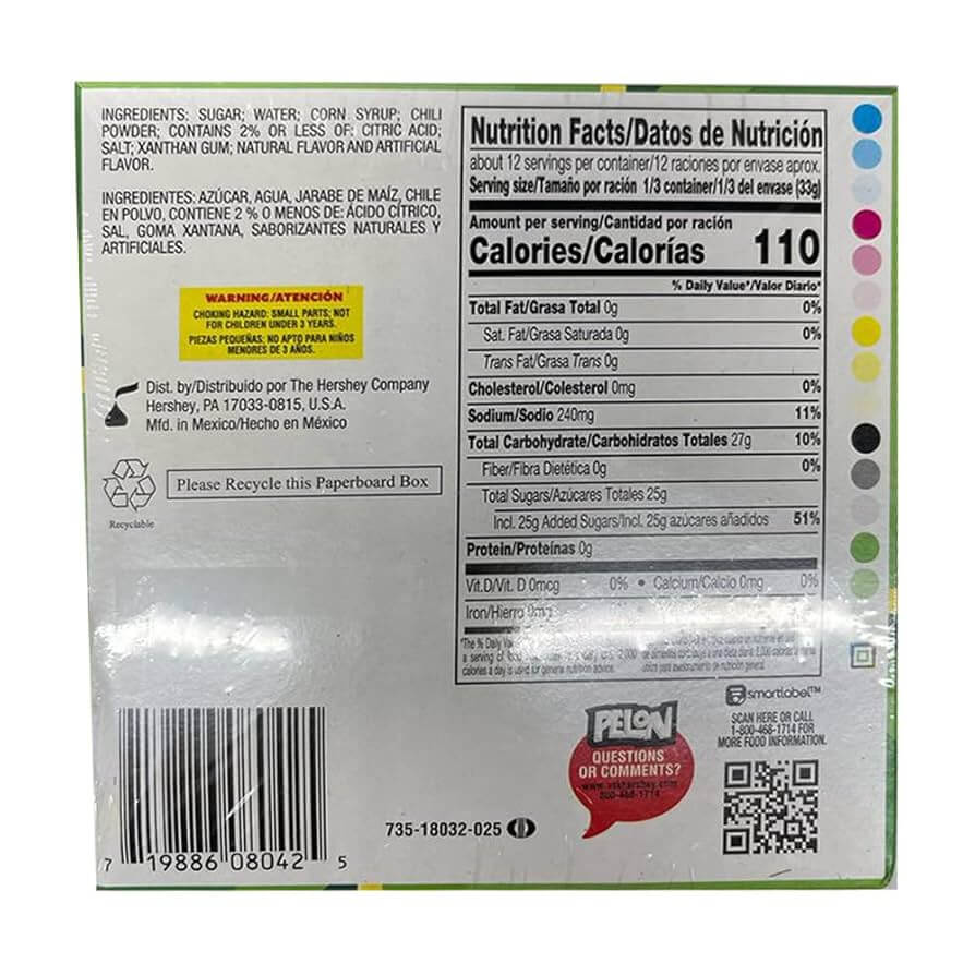 Pelonazo jumbo 4 pack nutrition facts, showing calories, ingredients, and serving size information.